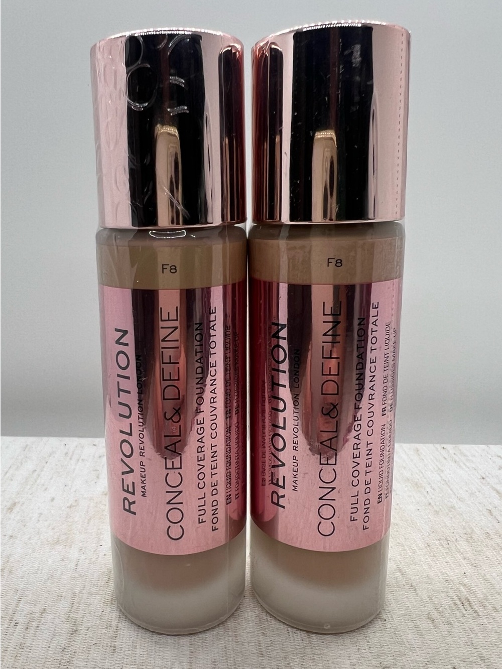 2 X REVOLUTION MAKEUP Conceal & Define Full Coverage Foundation (F8) New Sealed